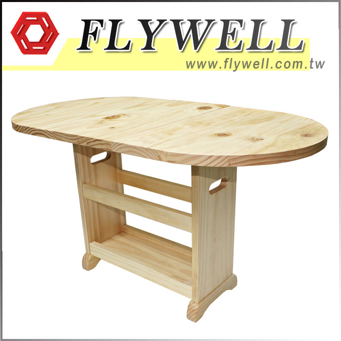 Pine Wood Folding Oval Table