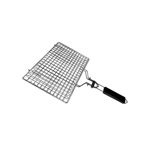 Portable BBQ Grill Basket with Removable Wood Handle
