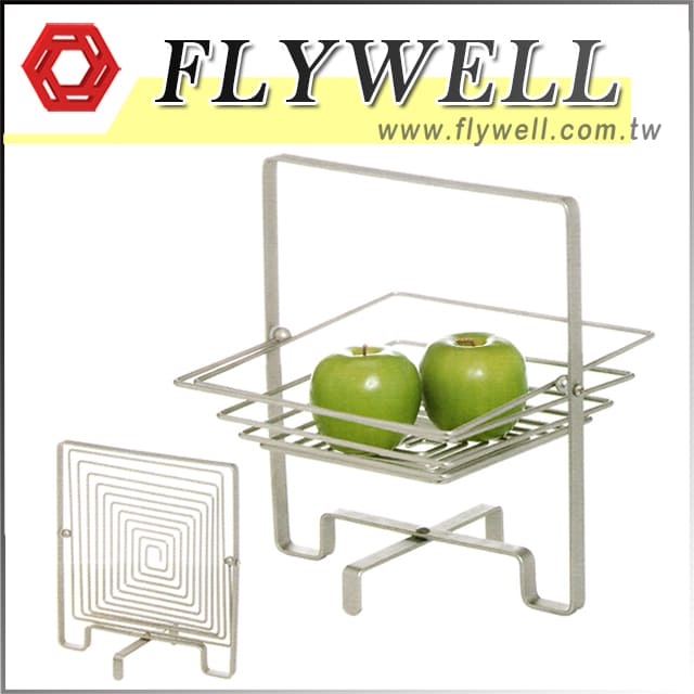 wire square foldable fruit basket bowl with flywell logo