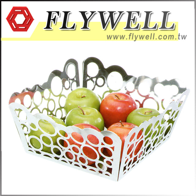 Bubble Square Metal Serving Fruit Bowl with flywell logo