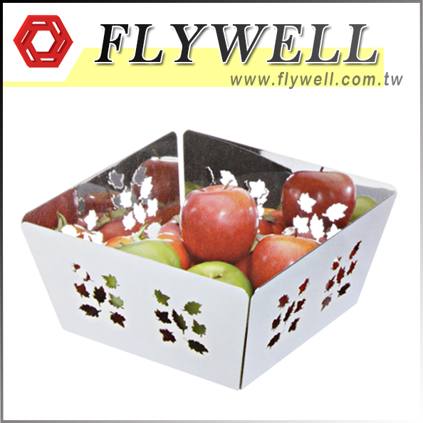 metal square fruit holder with maple design