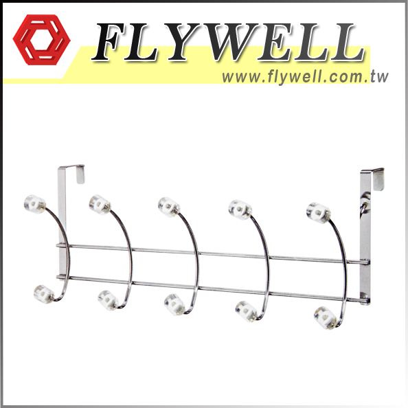 Over the door 10-Hook Rack with clear ends