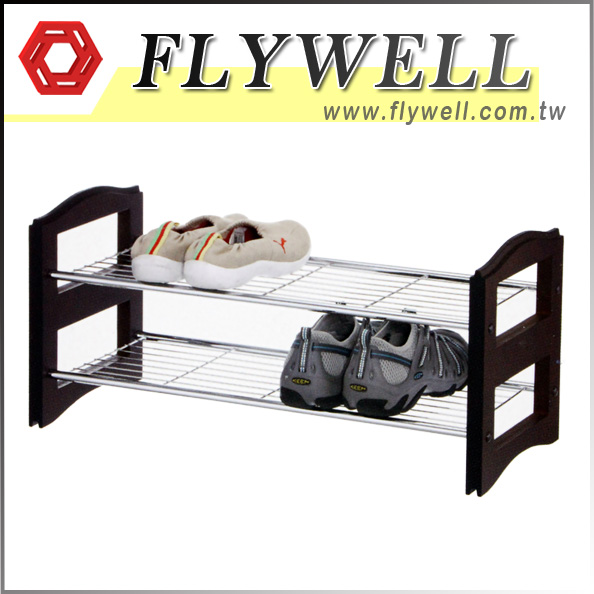 2 Tier Stackable Shoe Storage Rack with two pairs of shoe